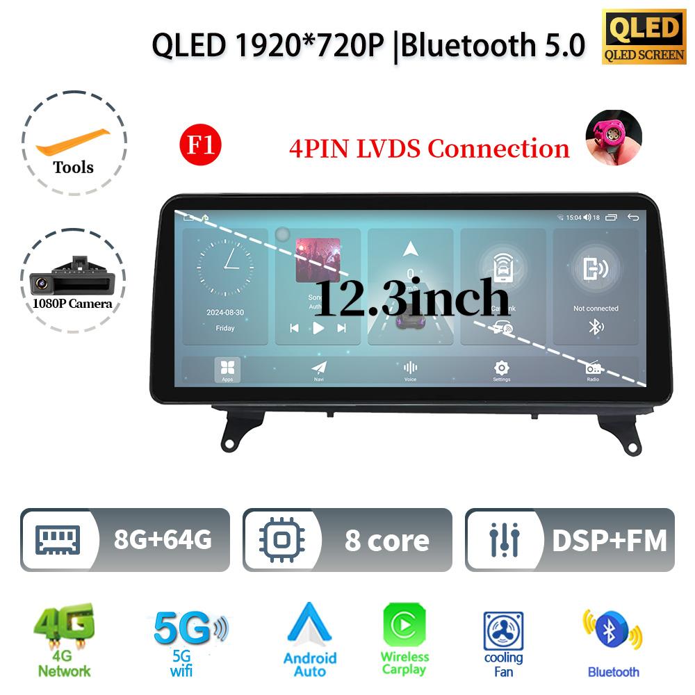 12.3" For BMW X5 E70 X6 E71 2007-2012 Android 14 Car Radio Multimedia 4G GPS Navigation Bluetooth Stereo CarPlay Touch Screen