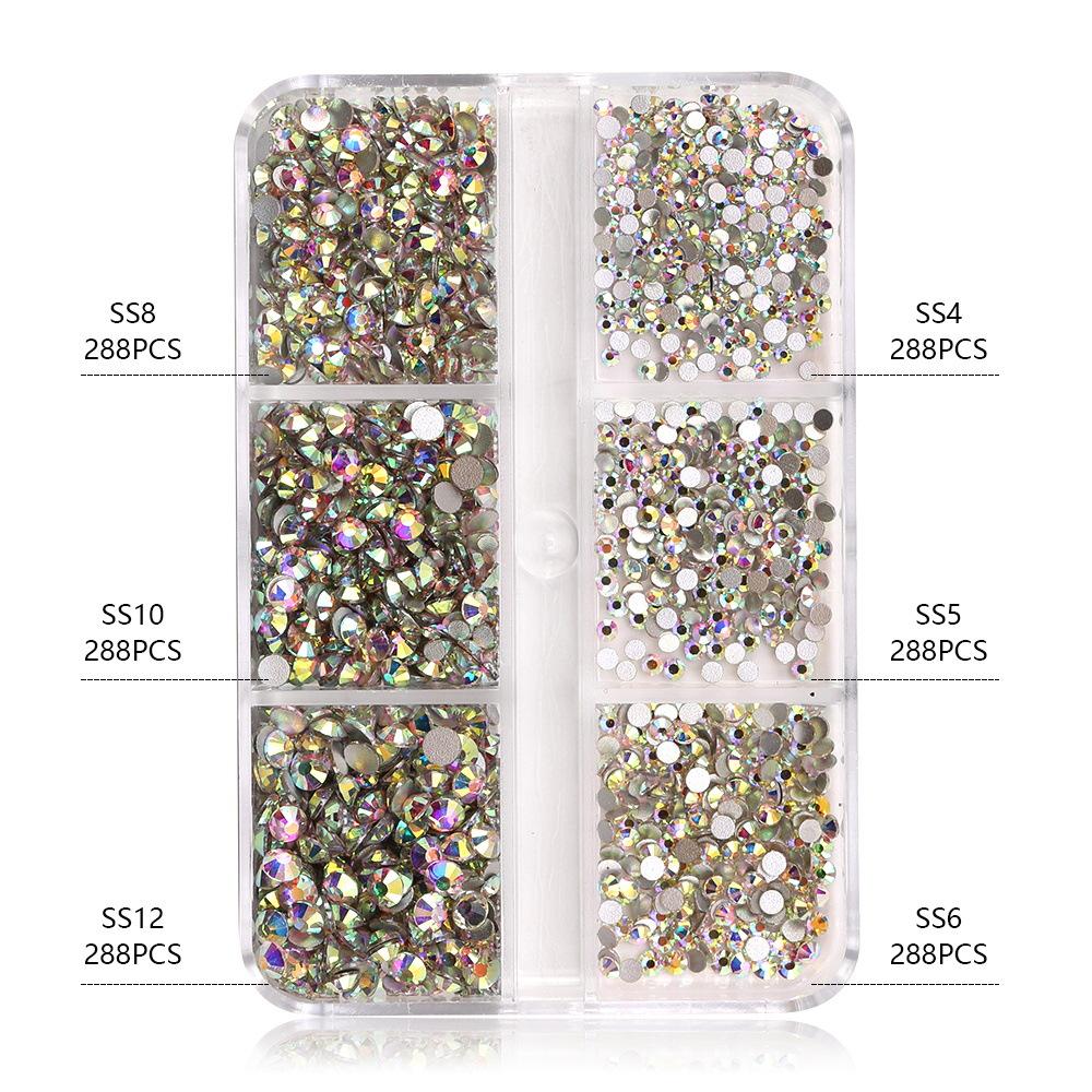 Ss4-Ss12 Boxed Nail Art, Flat Bottom Rhinestone Diy Nail Art Diamond Nail Decorative Accessories 1728 Pcs