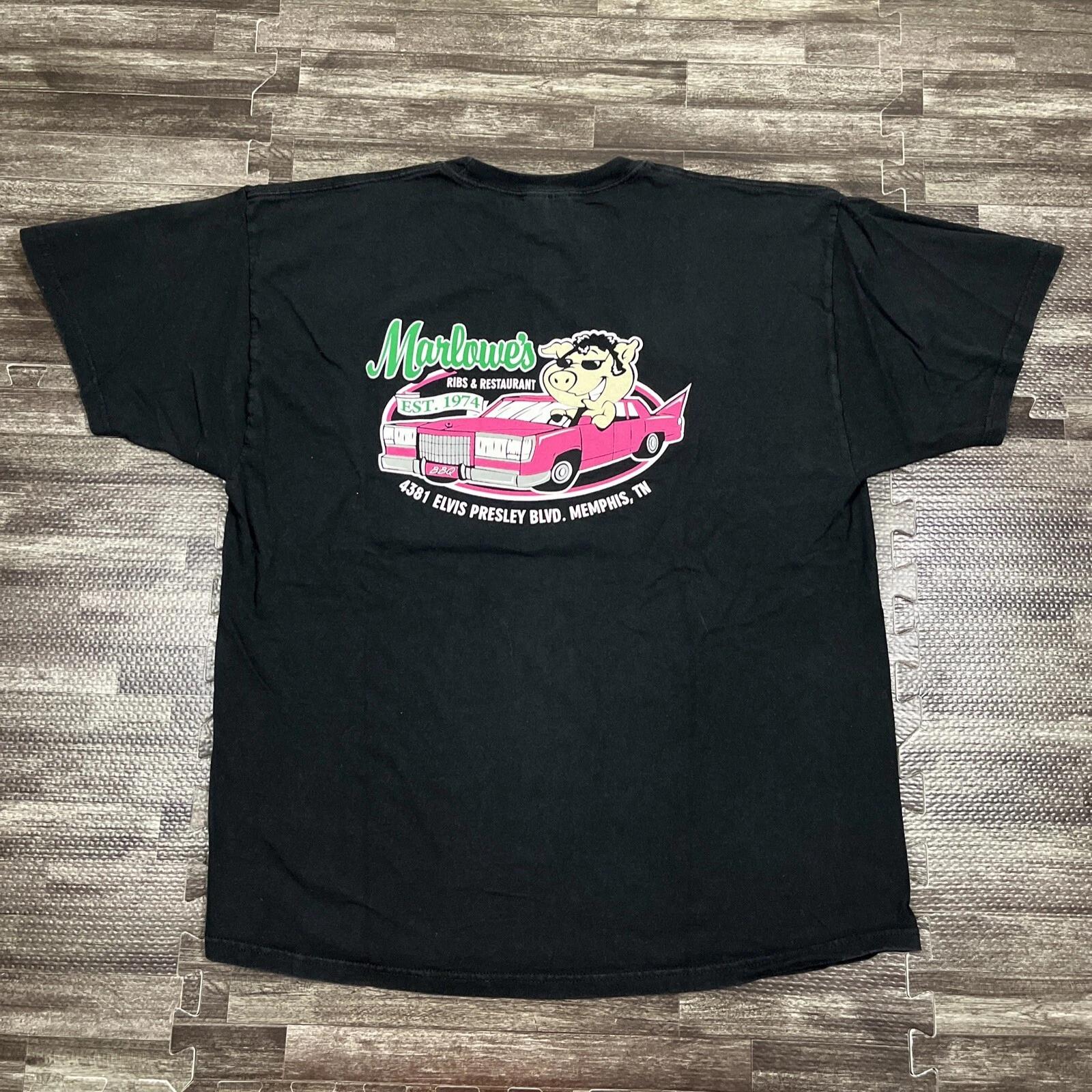 

Vintage Marlowes Restaurant Graphic Tshirt Black XL Double Sided VTG 90s Y2K M