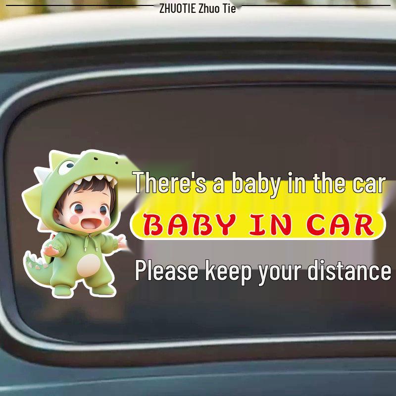 Baby on Board: Keep Distance - Waterproof Rear Window Cartoon Sticker
