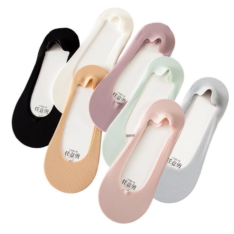 Women's Ice Silk Low Cut No-Show Striped Mesh Lace Boat Socks - Super Thin & Non-Slip