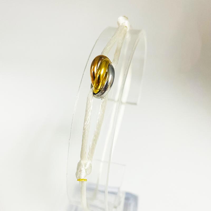 Classic Titanium Steel Lover Three Circles With Colorful Rope Bracelet for Women Men Custom DIY Bracelet New2023