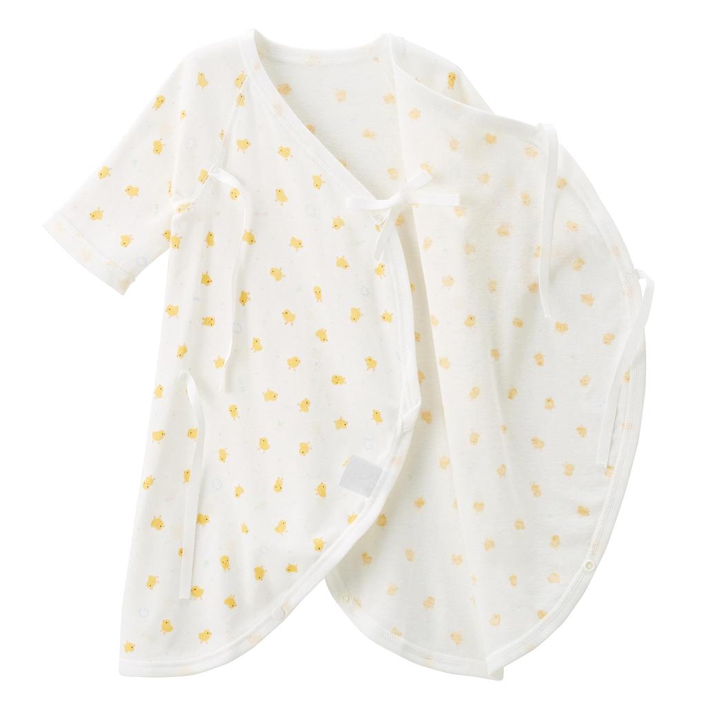 MIKI HOUSE Combi Baby Chick Made In for Boys and Underwear, Pattern, 100% Cotton, Japan, Girls, Newborn, 50cm, White, 40-2321-389