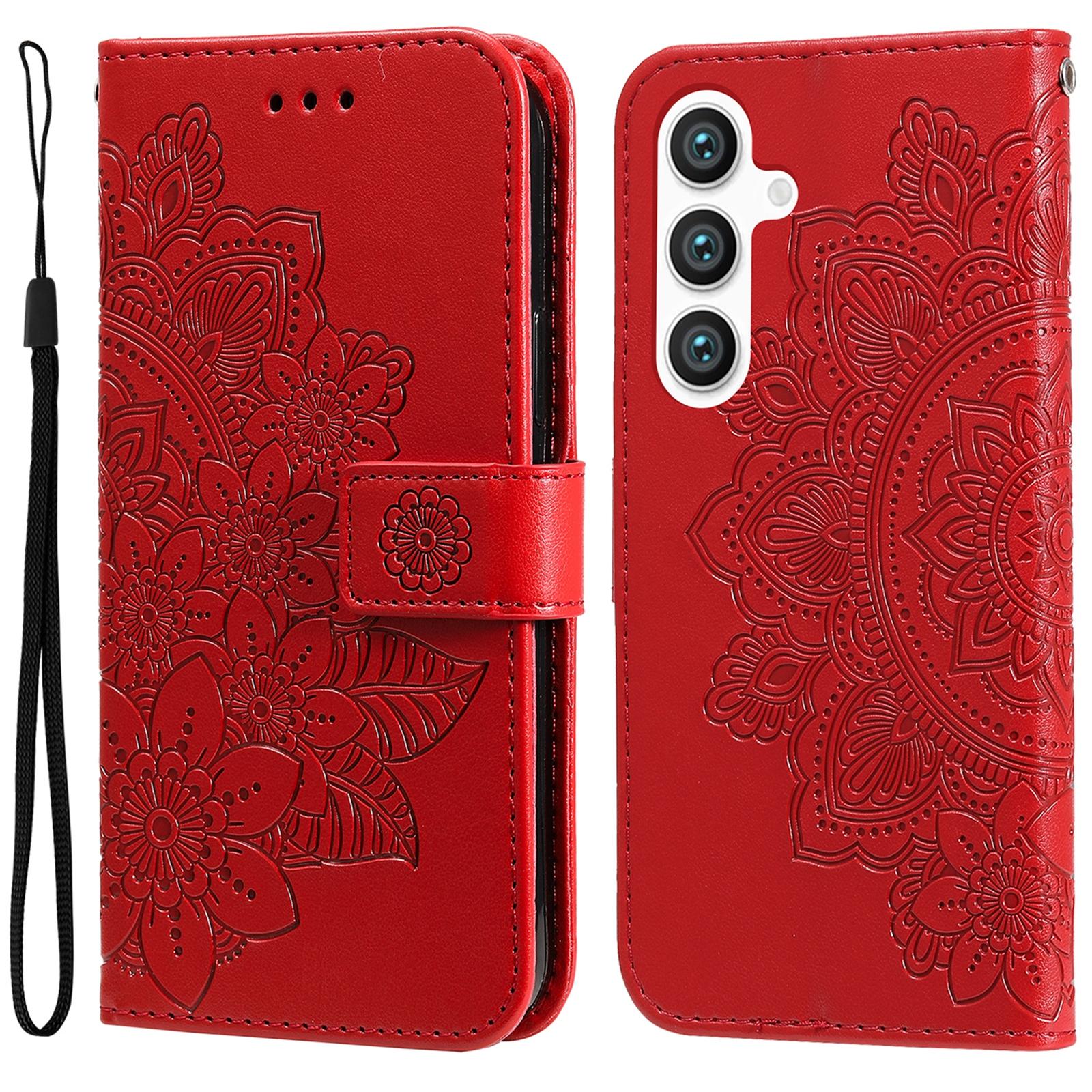 

Чехол для Samsung Galaxy S25+ с цветочным узором, кошелек-подставка из ПУ кожи, чехол для телефона D