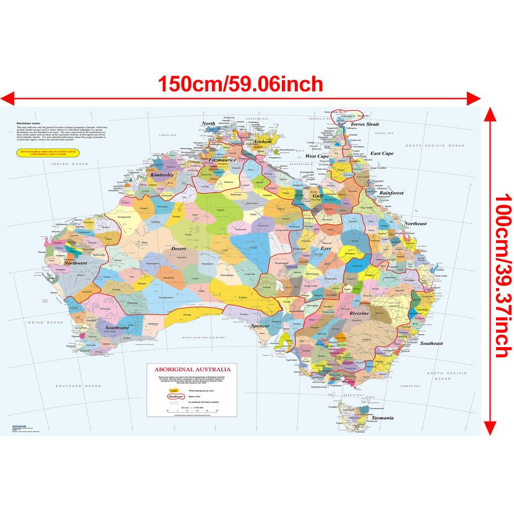 Australia Area Map Educational Map Decorative Hanging Picture for Travel,Educational Tool,Photo Shoot Background