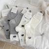 2026 Girls' Trendy Cartoon Mid-Calf Cotton Socks - Seamless, Cute, Puffy White Design