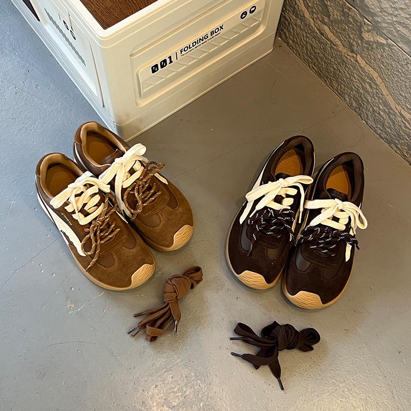 Leather German training shoes women's 2025 autumn and winter new retro platform sports Forrest Gump shoes versatile shoes children's outdoor women's