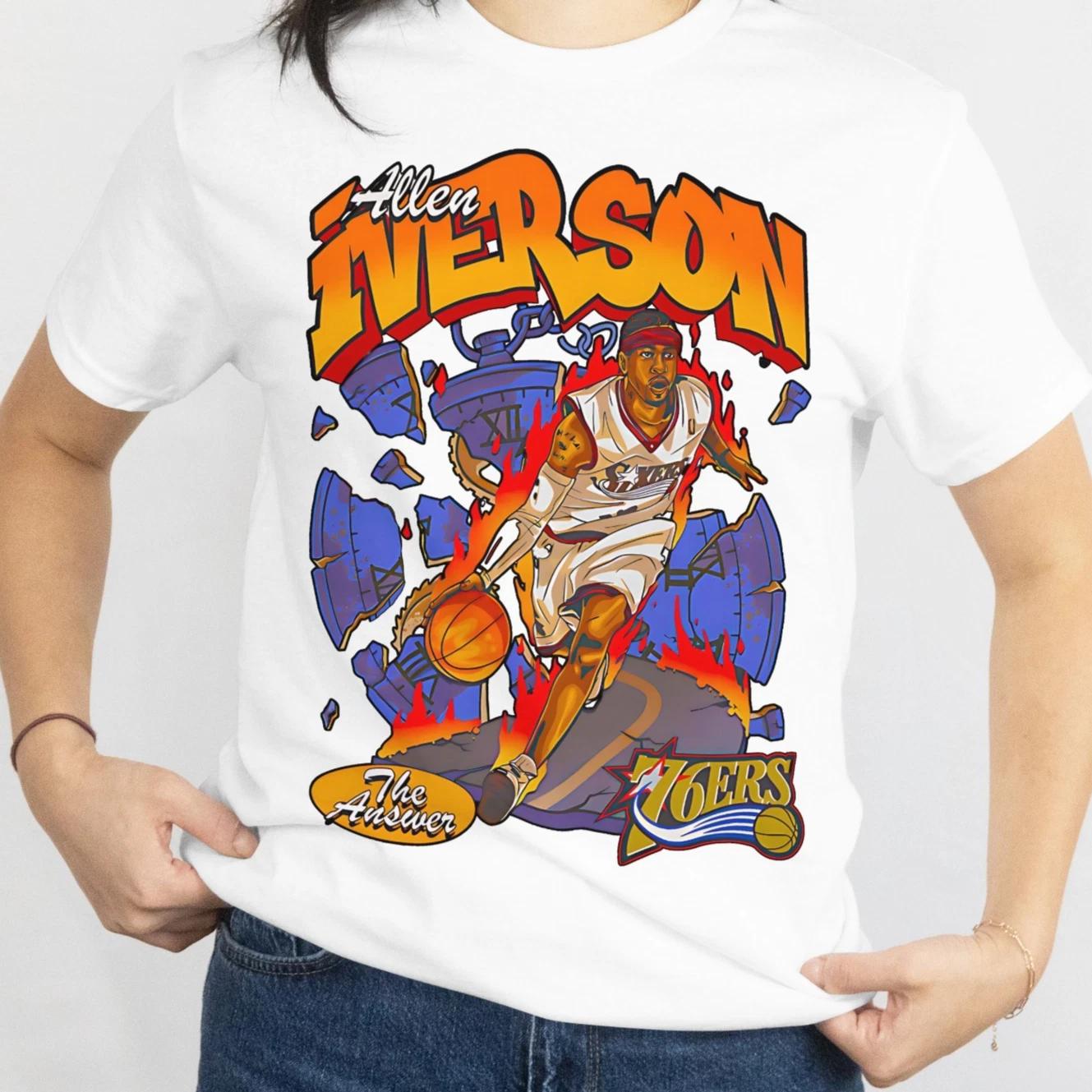 Allen Iverson Graphic Tee T Shirt Vintage Style NBA Basketball Philly 76ers AI 3XL
