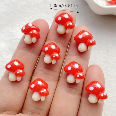 20 szt. Urocze Mini Kreskówkowe Czerwone Grzyby Charmsy Żywiczne Projektanta do Zdobienia Paznokci Craft DIY Do Paznokci 3D Dekoracje Biżuteria