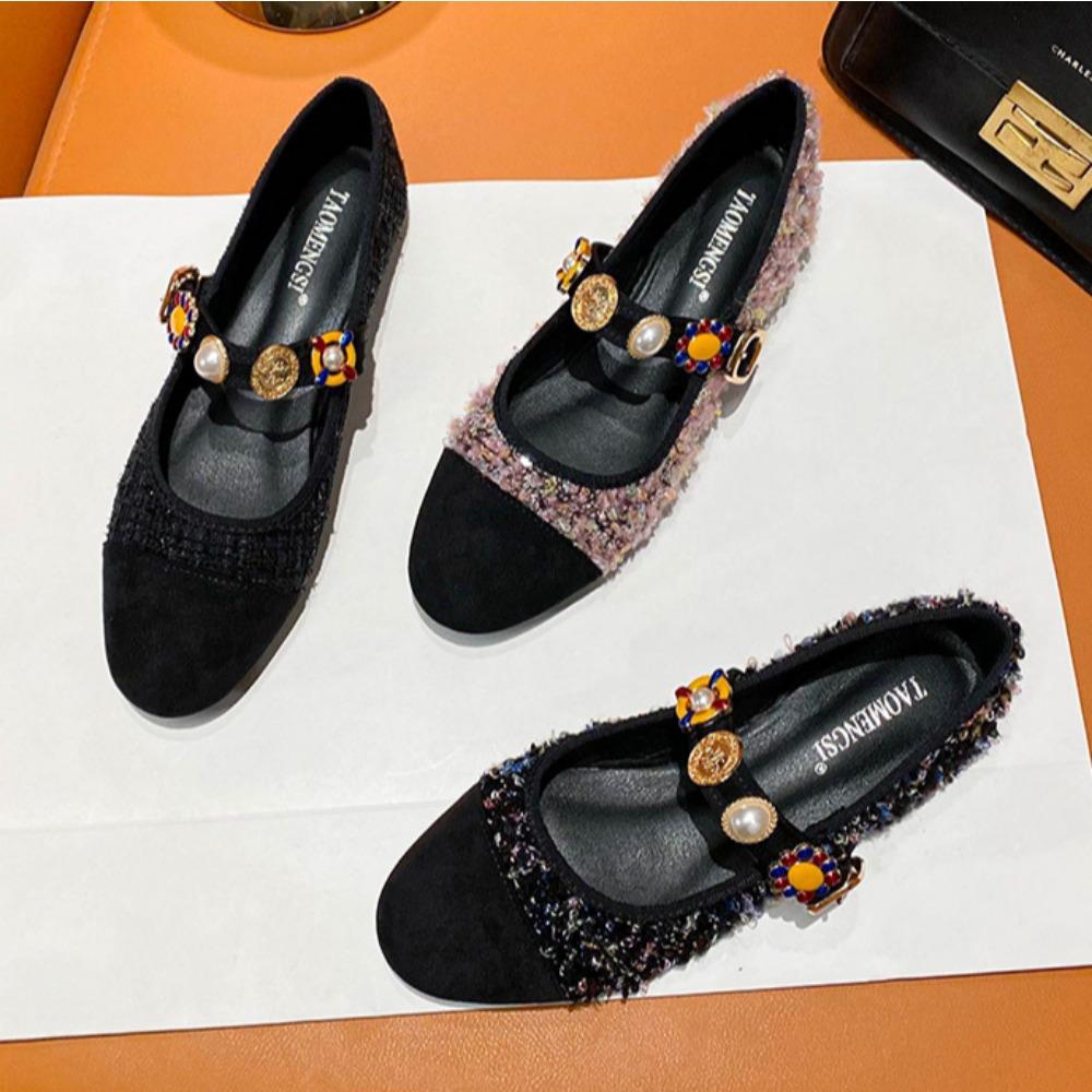 Fashion Single Shoe Women's 2025 New Floral Emblem Buckle Mary Jane Pumps Womens Spring/autumn Banquet Wedding Shoes High Heels Women