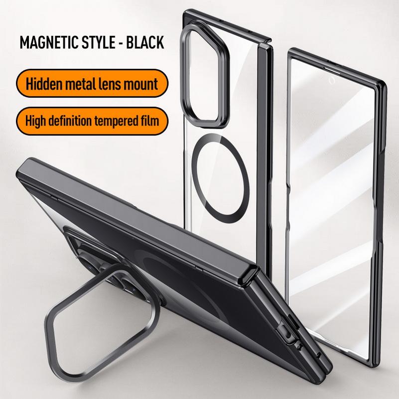 Custodia Protettiva Trasparente con Anello Magnetico per Schermo per Samsung Galaxy Z Fold 8 Fold8 Ultra Fold7 Copertura con Cerniera a Molla