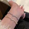Exquisite Shining Micro-inlaid Zircon Flower Pull-Out Bracelet for Women Cherry Blossoms Snake Chain Bracelet Daily Jewelry