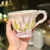 Personalized and Creative Stacked Embossed Flower Ceramic Mug Pink Girly Heart Household Water Cup Goblet Souvenir