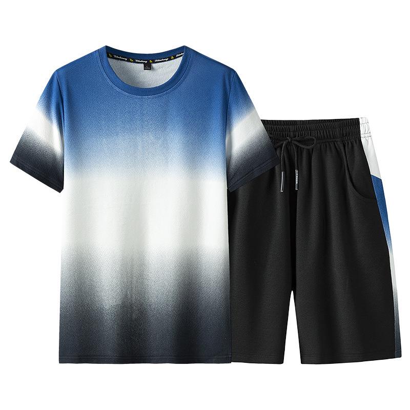 Men's Trendy Summer Round Neck T-Shirt & Shorts Set - Casual Outdoor Sportswear