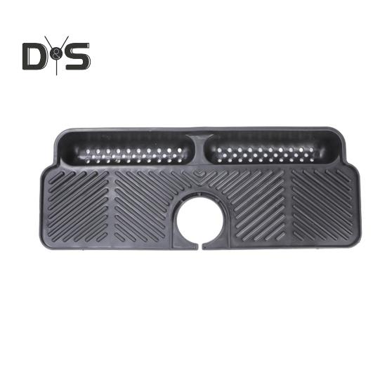 

Коврик для кухонной раковины, силиконовый сливной коврик, защита от брызг, держатель губки, лоток, быстросохнущий диатомитовый камень, органайзер для приготовления пищи для бара в ванной комнате чёрный