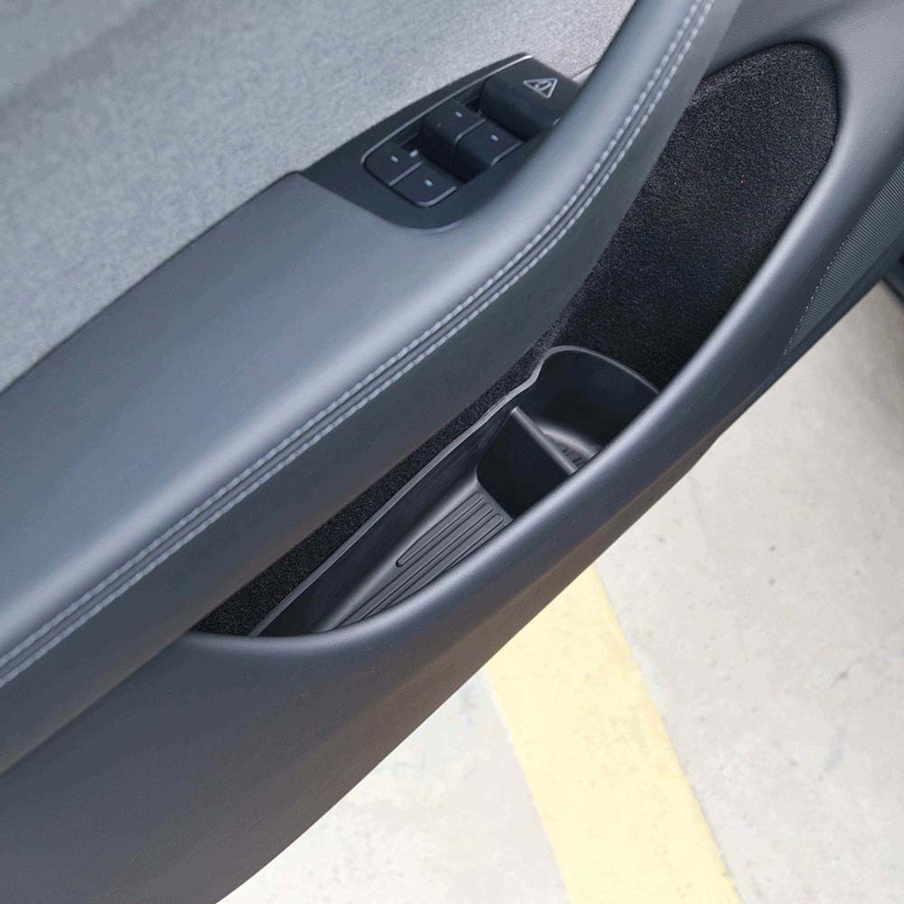 4Pcs/Set Car Side Door Storage Box For Tesla Model Y 2026 Armrest Tray Organizer TPE Door Slot Tray Organizer