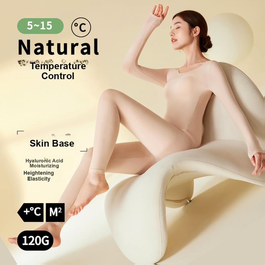 Ultra Thin Seamless Underwear Set for Women, Winter Thermal Base Layer Pajamas