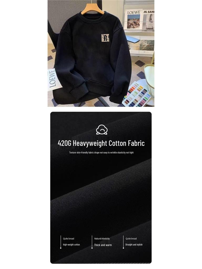 Men's Heavyweight Velvet Hoodie - Autumn/Winter 2025 Hong Kong Trend, Long Sleeve, Versatile Style.