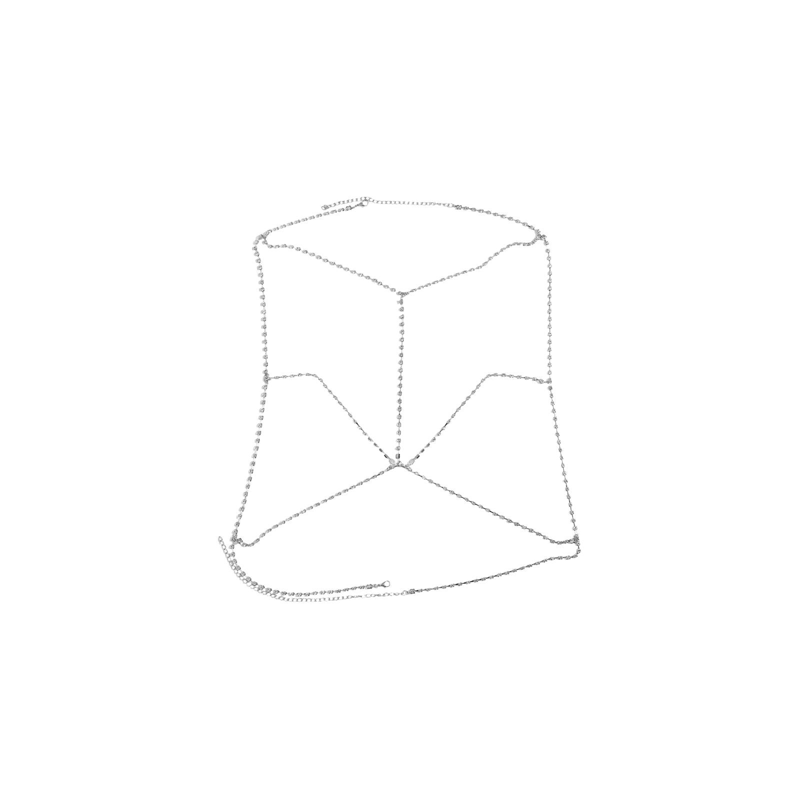 

Жіночий позолочений ланцюжок на тіло, Ланцюжок на тіло з інкрустацією діамантами, У комплекті з кольє та золотим плетіним ланцюжком, Сексуальний ланцюжок-аксесуар для білизни S срібний