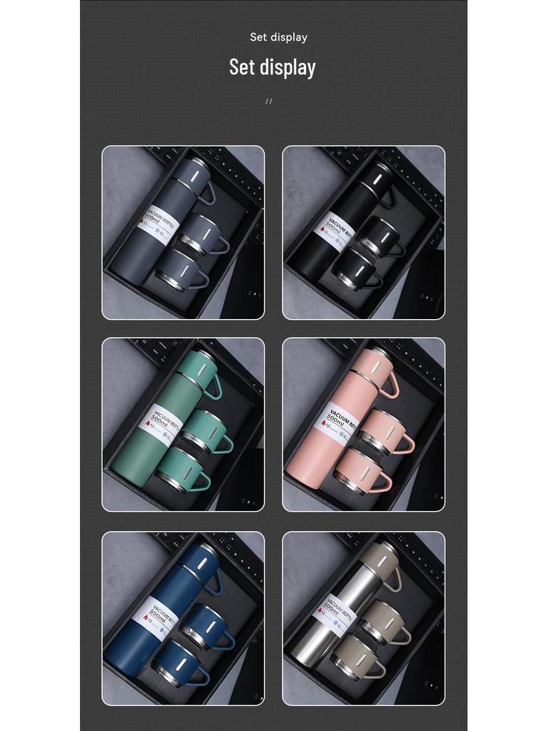 304 Stainless Steel Insulated Travel Cup Set with Three Lids - Perfect Business Gift for Men and Women