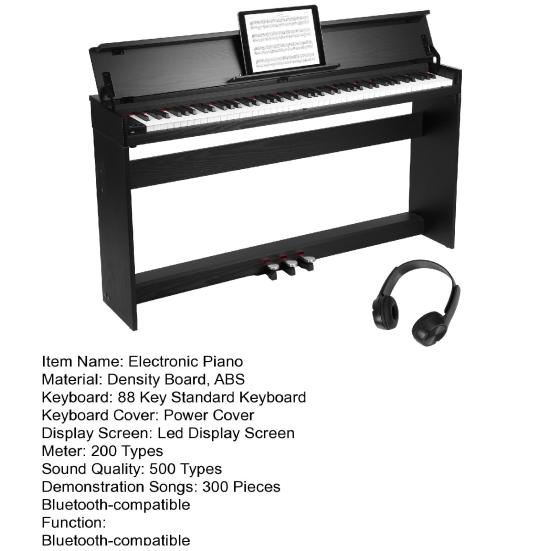 Piano Digitale Compatibile Bluetooth 88 Tasti con Triplo Pedale e MIDI USB, Tasti Sensibili al Tocco, 88 Tasti Pesati Jack Cuffie, Schermo LED,