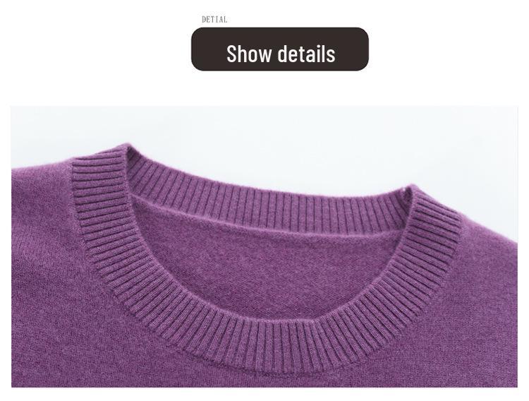 100% Pure Wool Low Neck Sweater for Women 50+, Stylish Solid Color Autumn/Winter Base Layer
