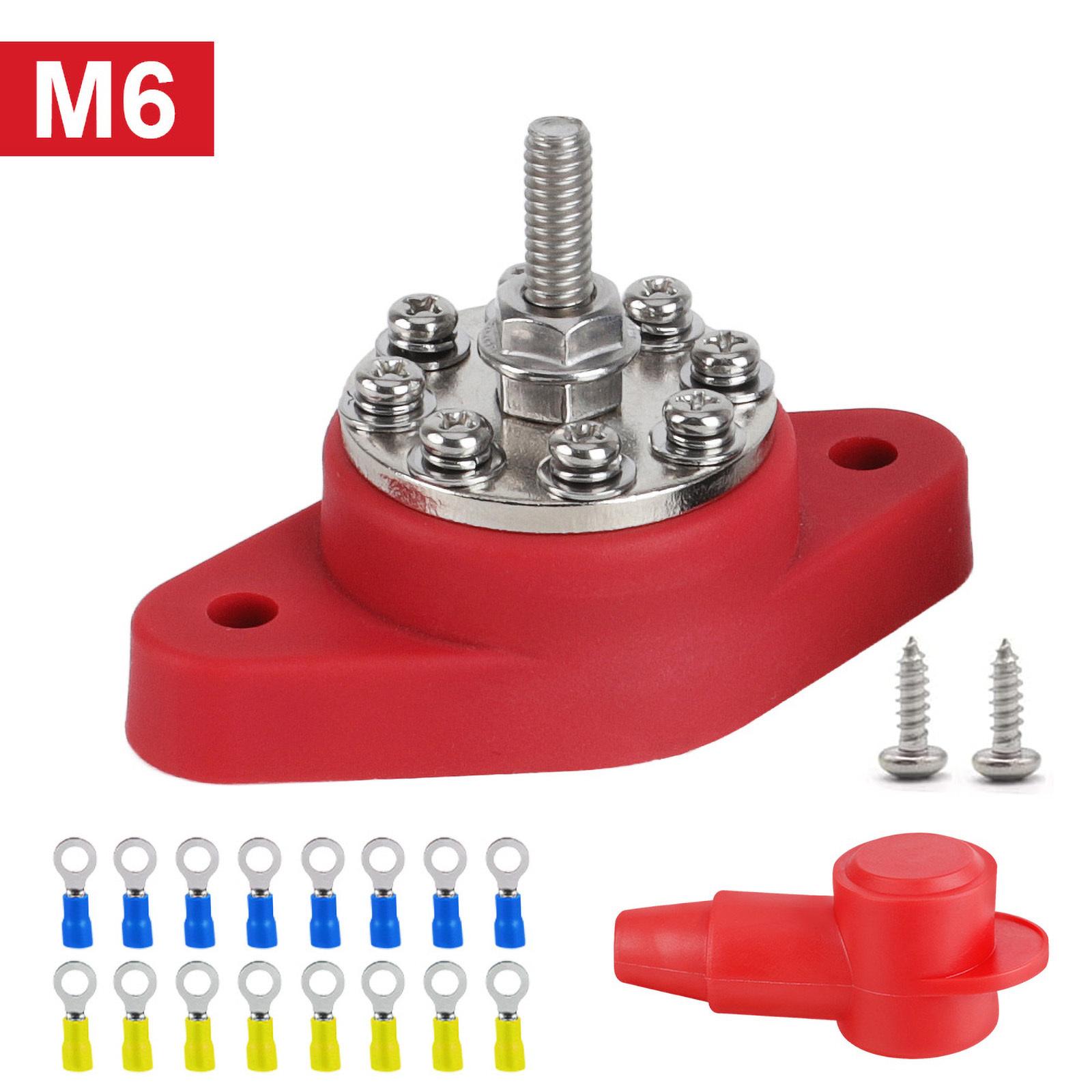 

M10 M8 M6 Bus Bar Electrical Connector 12V Battery Terminal Block Stud Protector Power Distribution Studs for RV Boat Camper