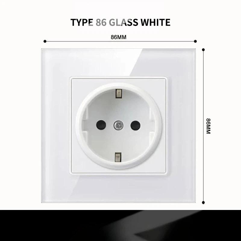 Type 86 European Standard Wall Power Socket Panel European Style, EU Standard, German Style 16A German Standard Round Hole Panel Socket
