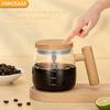 400ml Electric Self-Stirring Mug - High Borosilicate Glass Mixing Cup with Wooden Handle for Coffee, Milk, Protein Powder - Ideal for Home, Office