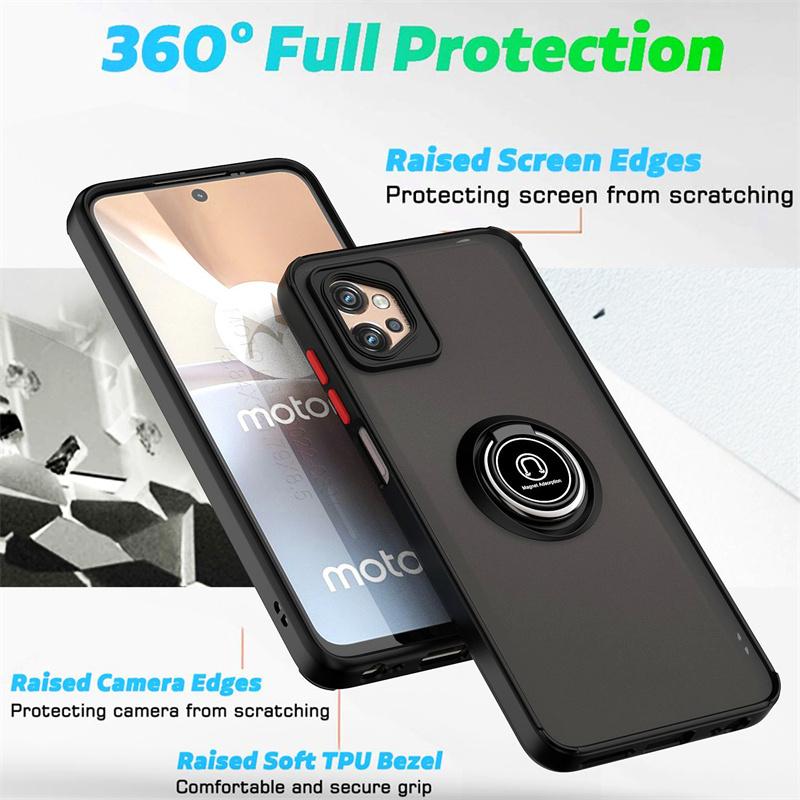 For Motorola Moto G32 Case Shockproof Armor Magnetic Ring Stand Phone Cases For Moto G32 G 32 MotoG32 Matte Hard PC Back Cover