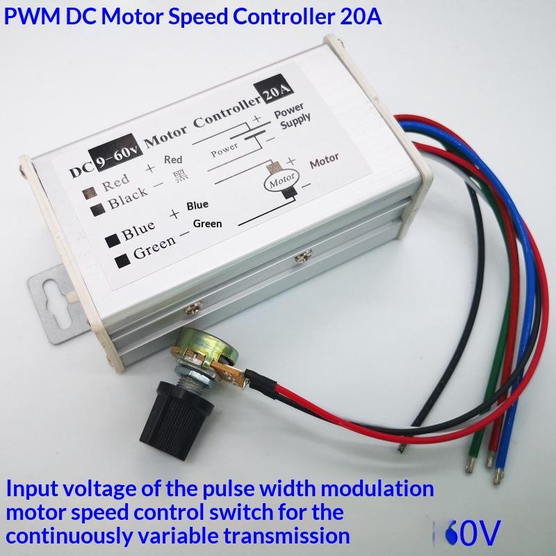 1 Stück PWM Drehzahlregler Stufenloser Gleichstrommotor Drehzahlregler DC 9V-60V 12V 24V 60V 20A Motor Pulsweitenmodulator Regler