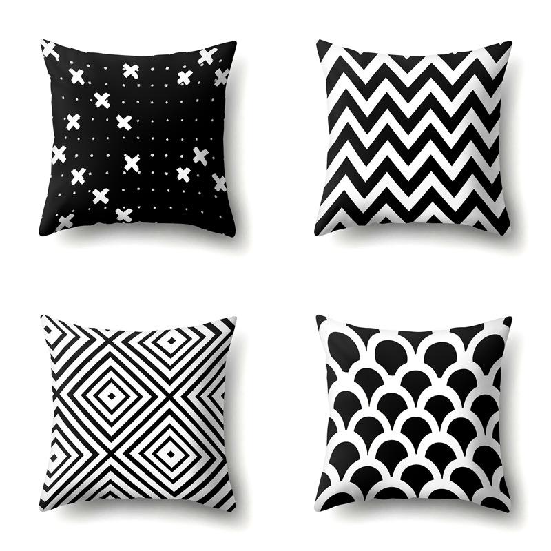 Polyester Pillow Case Geometric Home Printed Pillow Waist Cushion Cover Car Cushion Head Cushion Cover