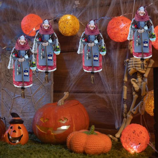 Přívěsek do auta Ručně vyrobená panenka kuchyňské čarodějnice Víceúčelová Halloweenská čarodějnická figurka Talisman pro štěstí Domácí dekorace