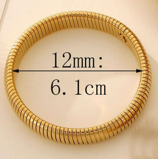Trendy Gold-Plated Stainless Steel Textured Bracelet - Minimalist European & American Style