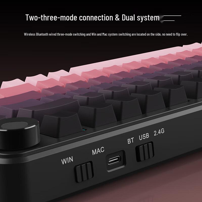 Customized K81 Three-Mode Color-Blocked Wired Gaming Mechanical Keyboard with Side-Engraved Keys