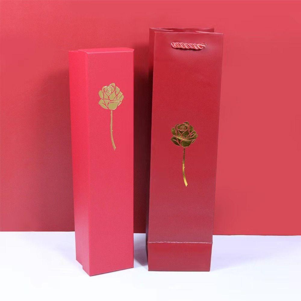 Romantic Simulation Rose Ring Box Red Gift Display Box  For Girlfriend Gift