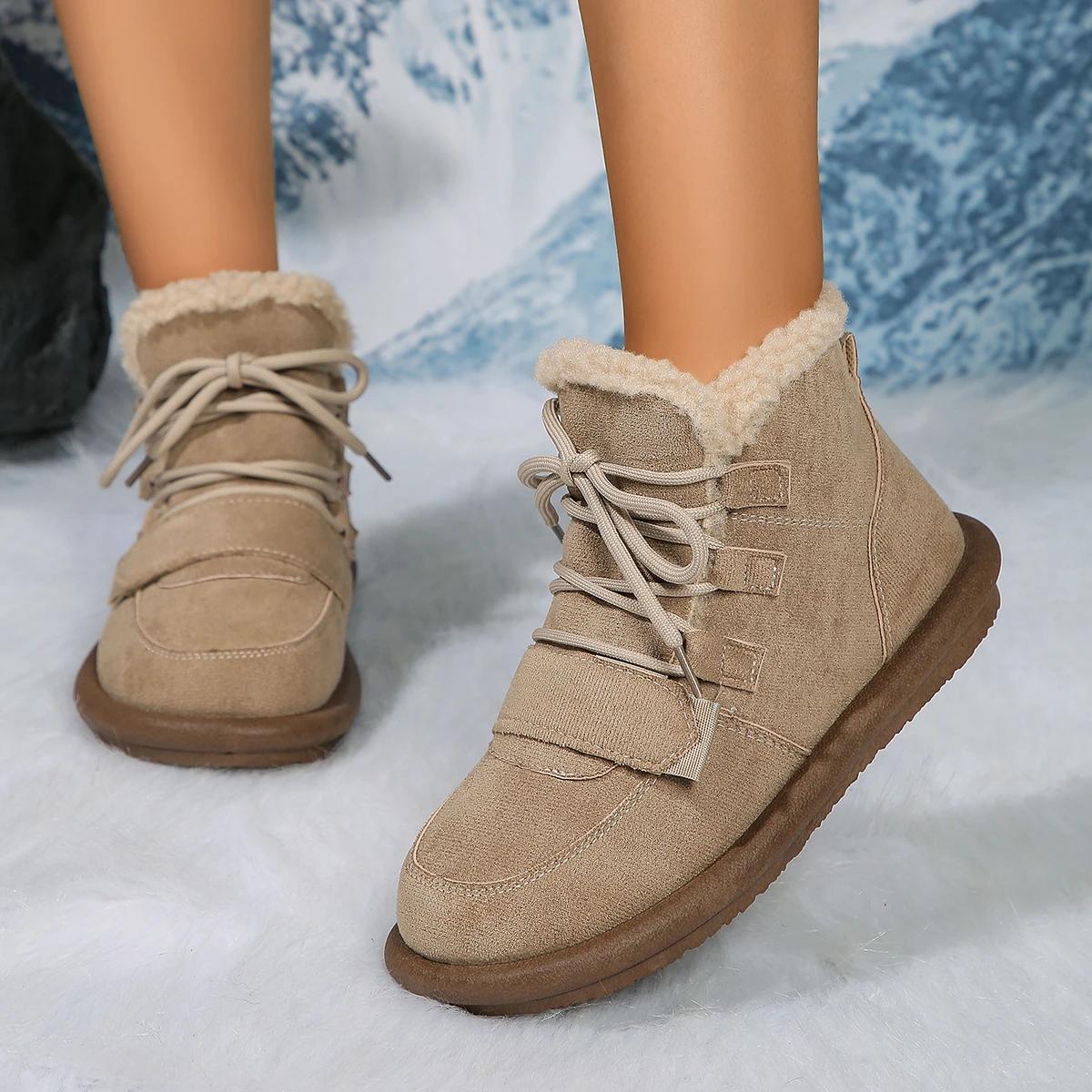 

Модные новые классические утолщенные пушистые женские зимние сапоги, удобные теплые ботильоны, женская зимняя обувь, массивные ботинки Mujer 35 хаки