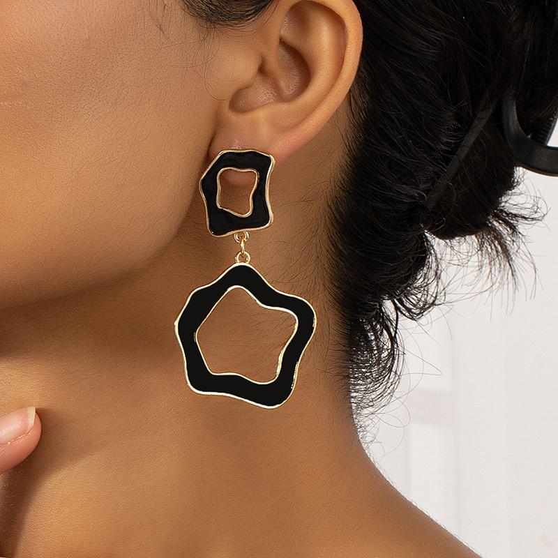 European Retro Geometric Large Metal Stud Earrings