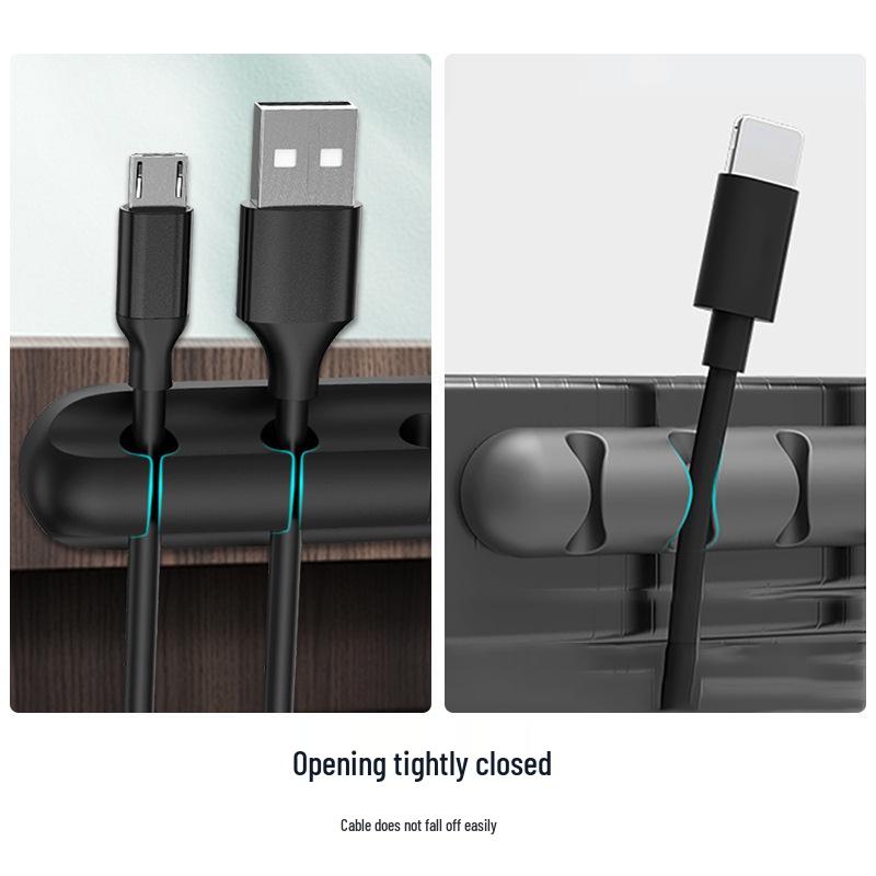 Self-Adhesive Silicone Cable Organizer and Desktop Wire Management Holder