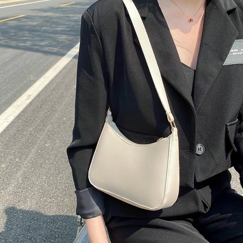 Cute Solid Color Small Square Bag Lightweight Portable Single Shoulder Armpit Bag for Students School Daily