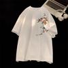 Camiseta de Manga Corta de Moda Versátil Holgada Holgada de Estilo Nacional para Mujer de Verano