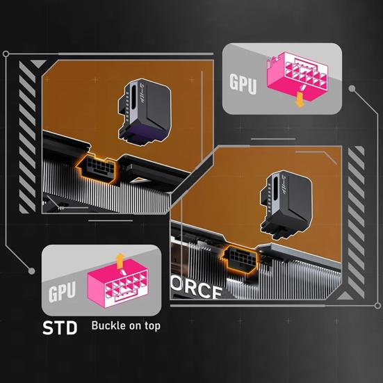 GPU Power Connector Series Graphics Card for RTX40 12VHPWR 16PIN 180 Degree Angled