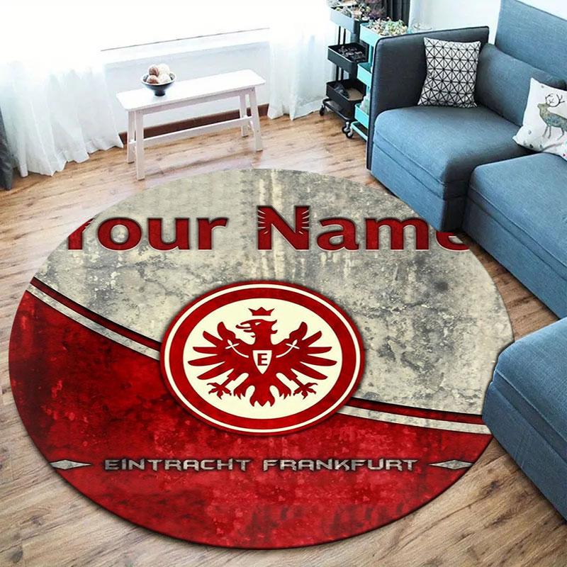 Eintracht Frankfurt Custom Name Round Area Rug,Carpet Rug for Living Room Bedroom Sofa Playroom Decor,Non-slip Floor Mat