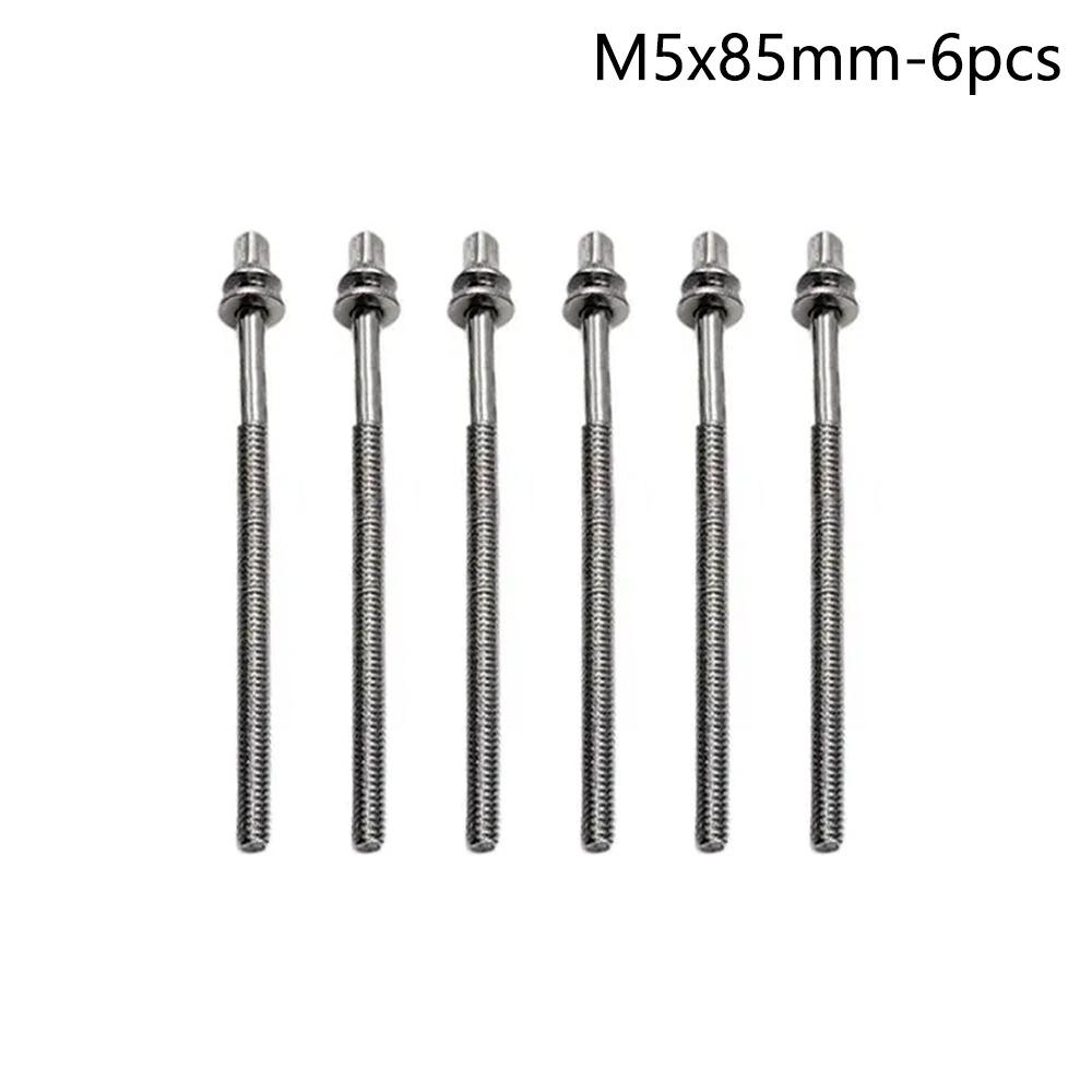 6Pcs with Washers Drum Tension Rods M5 Drum Tight Screw New Drum Lug Bolts for Jazz Drums Repair