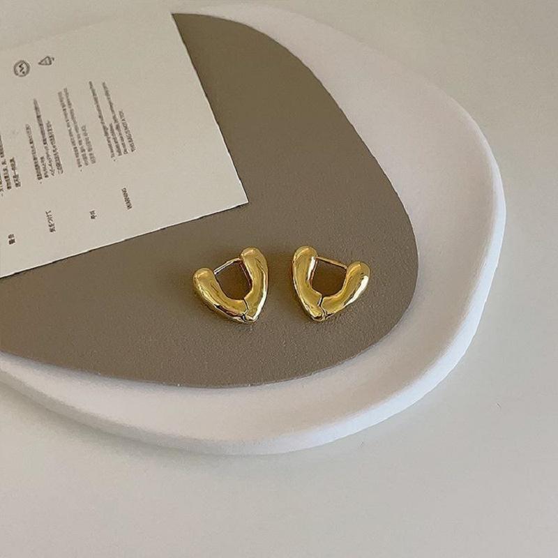 Vintage Metal Geometric Hoop Earrings For Women Simple Gold Color Oval Water Drop Statement Earrings Party Zircon Gift