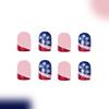 Unghia Finta Quadrata French Tip Unghia a Pressione Copertura Totale Unghia Finta Giorno dell'Indipendenza Unghia da Incollare Unghia Finta Patriottica