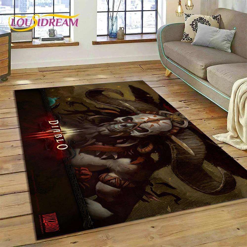 Alfombra de Juego Retro 3D de Diablo para Dormitorio, Sala de Estar, Decoración del Hogar, Sofá, Niños Jugando, Decoración Grande, Felpudo de Regalo