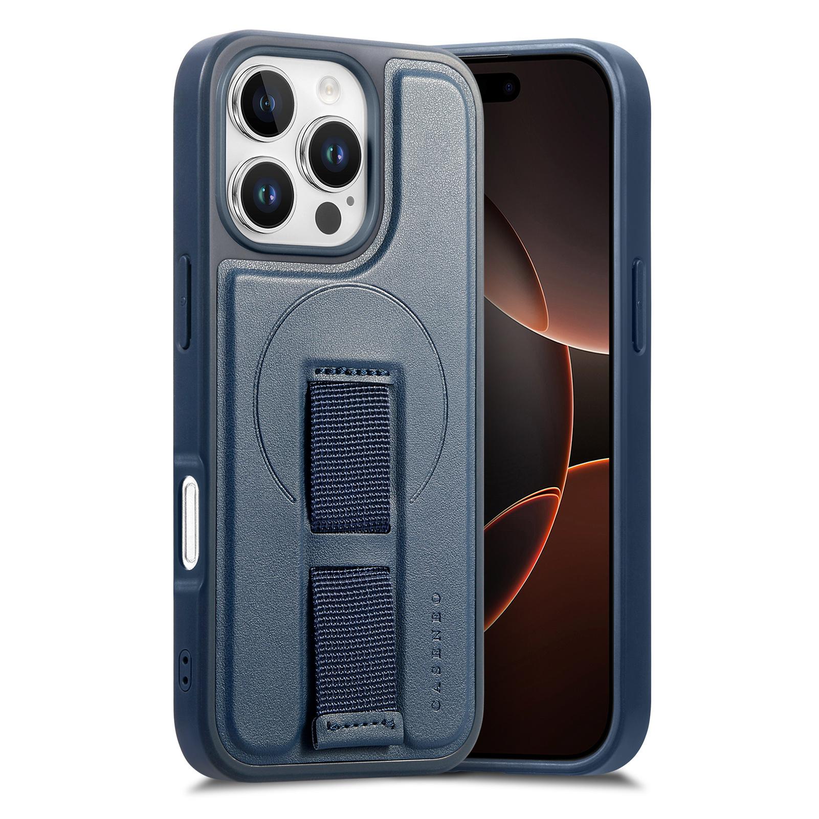 

Браслет Анти-Падение Кожаный Чехол Для iPhone 16 Pro Max 16e 15 14 13 12 Для Magsafe Беспроводной Зарядки Магнитный Чехол-Бампер для Телефона iPhone 15 синий