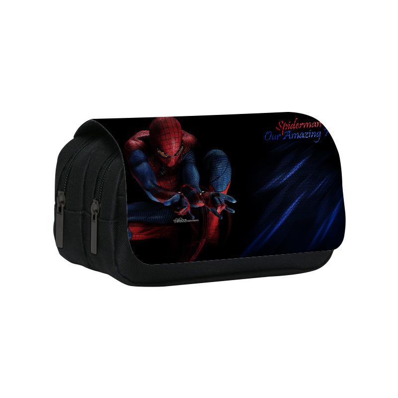Spider-Man Double Pencil Case, Student Stationery Storage Bag, Large-Capacity Stationery Bag