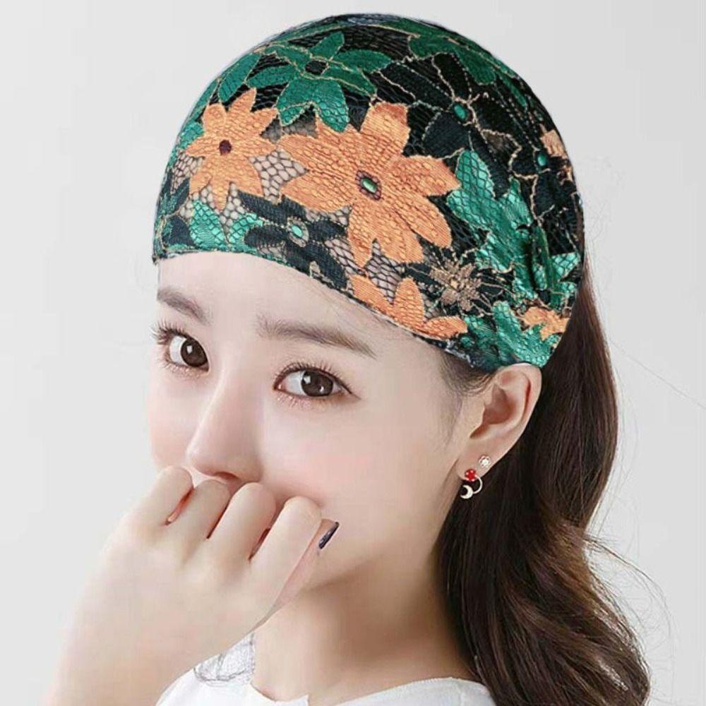 Hair Hoop Mesh Flower Headband Non Slip Wide Side Head Wrap Fashion Lace Hairbands  Mother